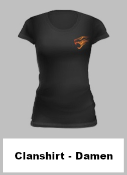 Ein schwarzes Damen T-Shirt mit dem TU-Löwenkopf auf der linken Brustseite.